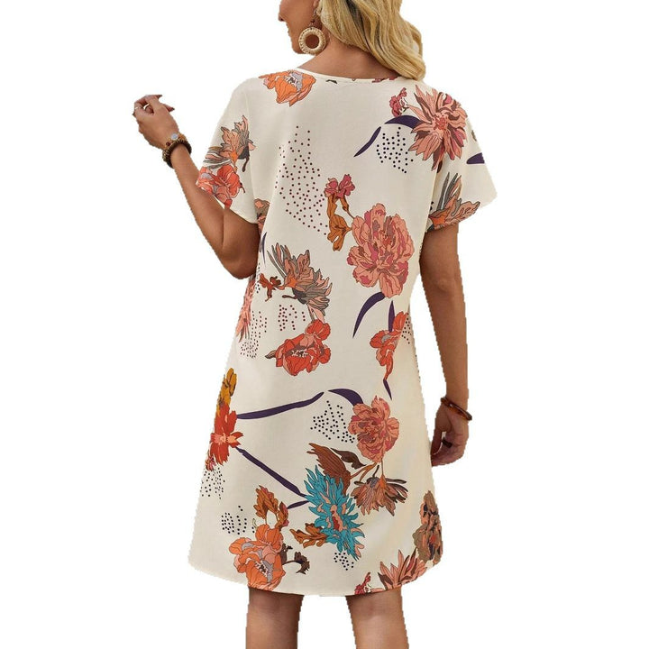 Midi dress for women with floral pattern and modern V-neck Lune London