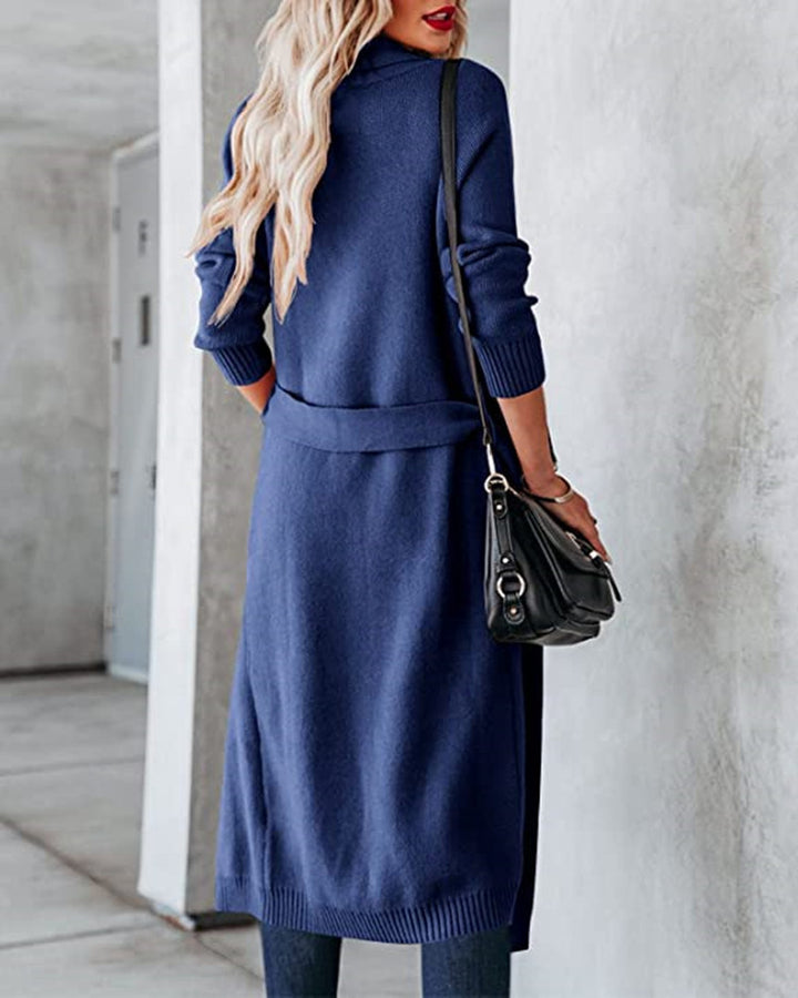 Wool coat for women with a tie belt and large pockets Lune London