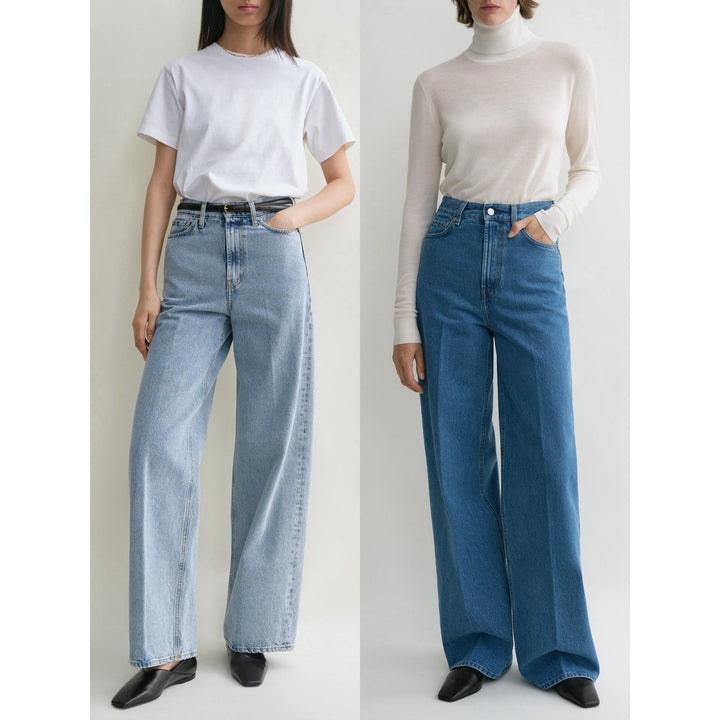 High-waisted loose jeans for women in vintage style with pleats Lune London