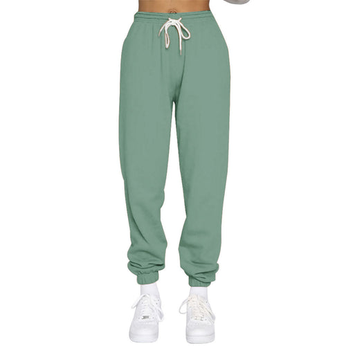 Sporty high-waisted jogger pants for women with drawstring Lune London
