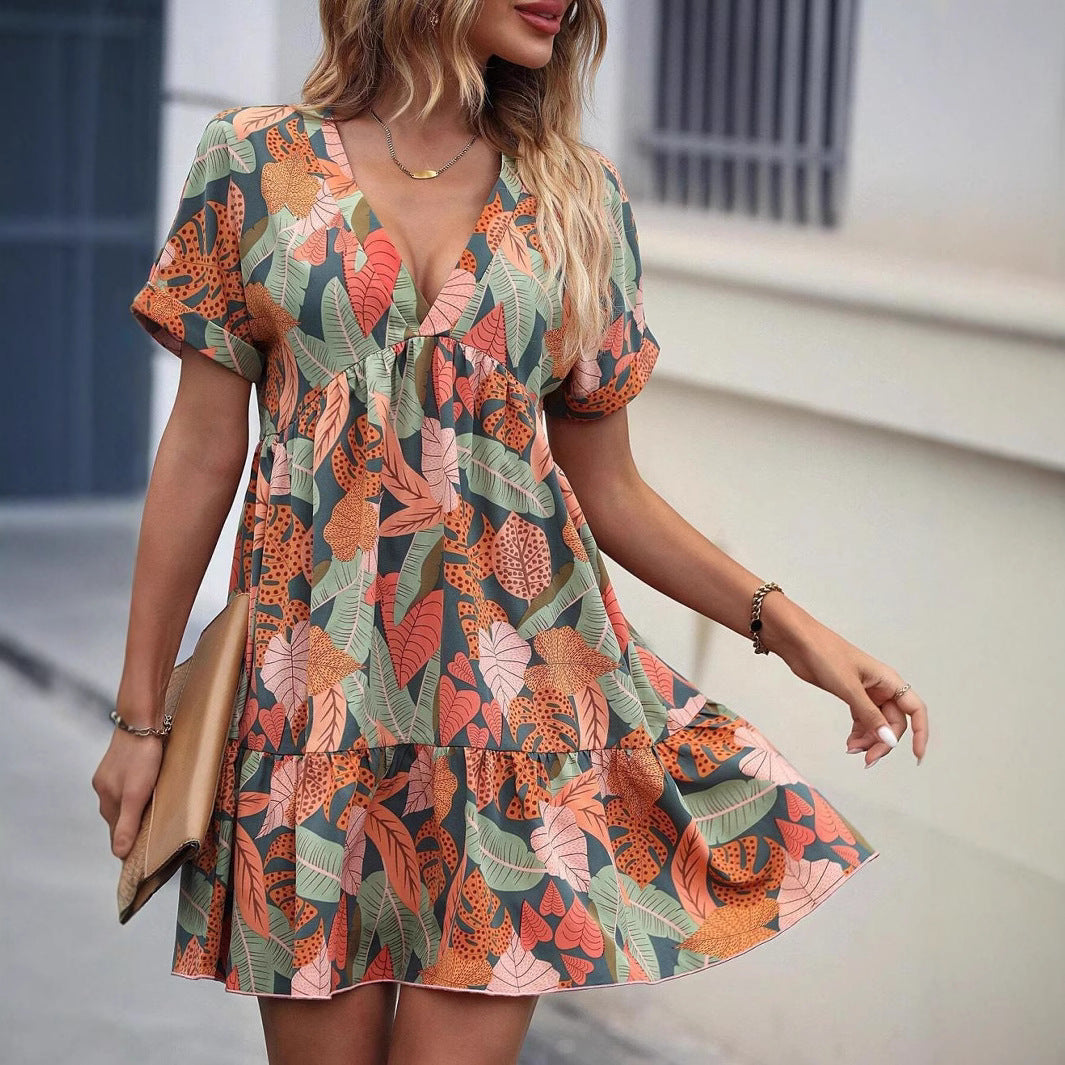 Ladies Vibrant Chic Floral Swing Dress