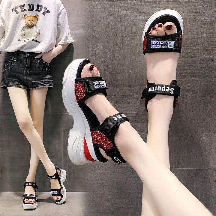 Chic and Stylish Women's Sport Sandals with Glitter Strap Design