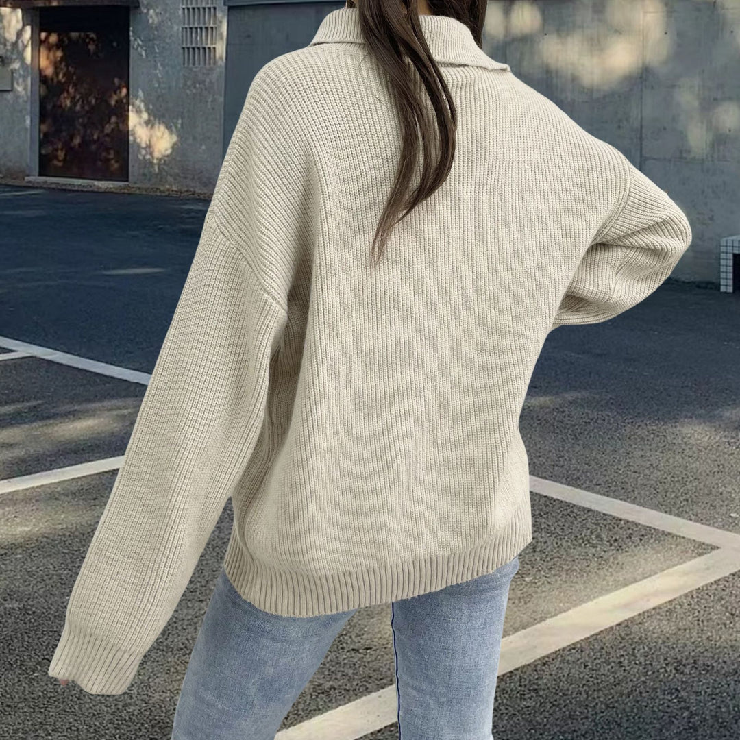 Casual knitted sweater for women with unique inscription Lune London