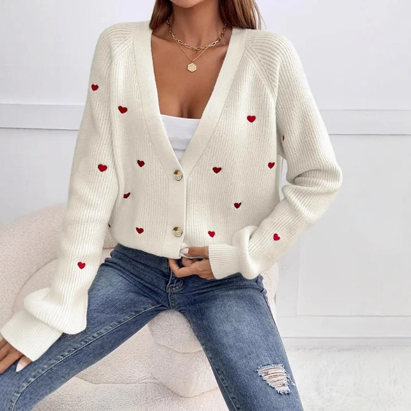 Ladies' knit jacket with playful heart design Lune London