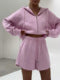 Women's sporty zip hoodie and shorts set