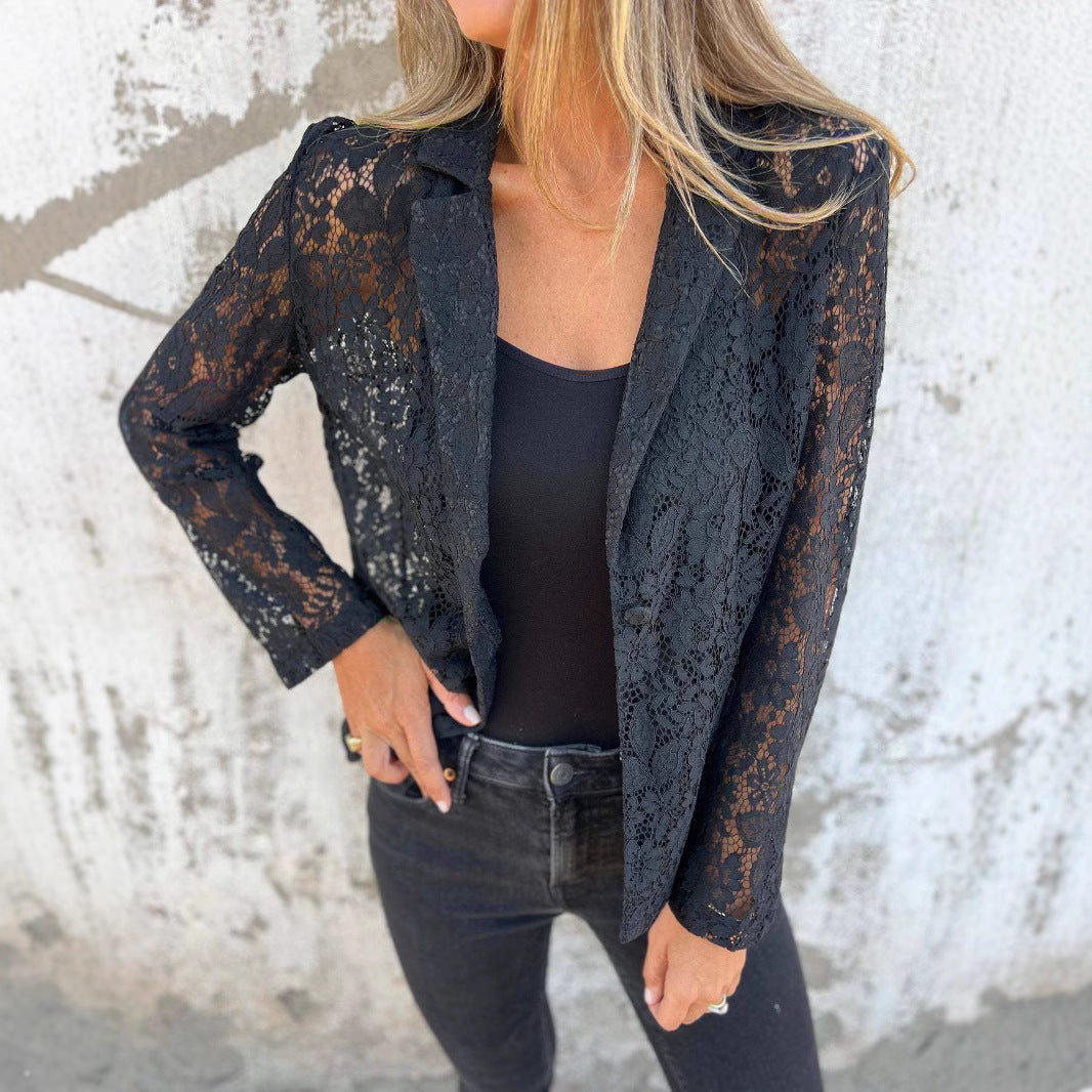 Lace blazer for women with feminine accents Lune London