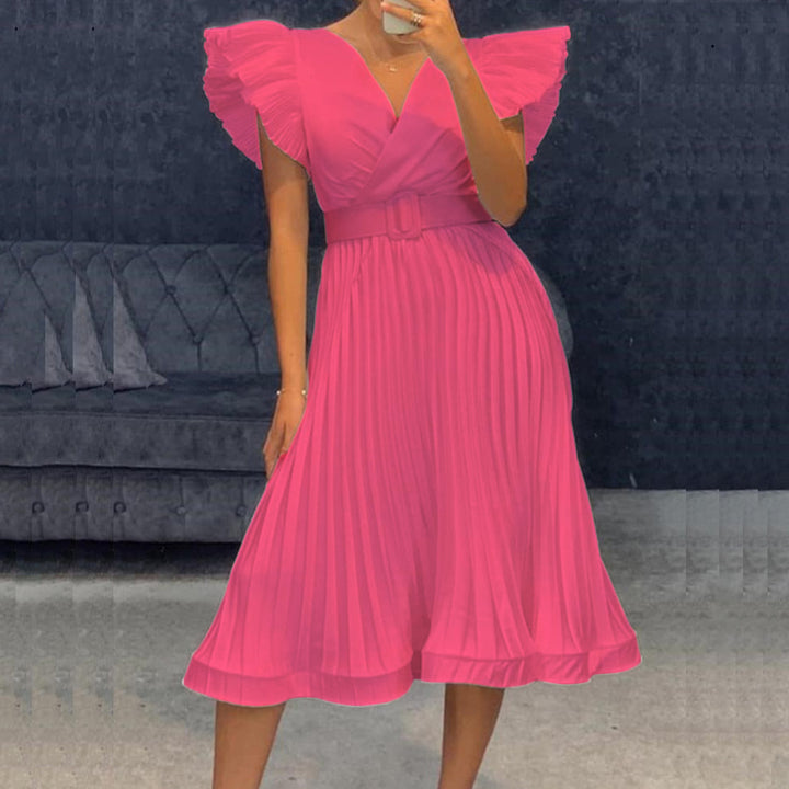 Wrap dress for women with elegant pleated folds and a fitted belt Lune London