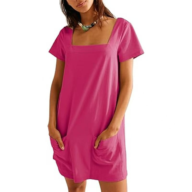 Casual dress for women with square neckline and practical pockets Lune London