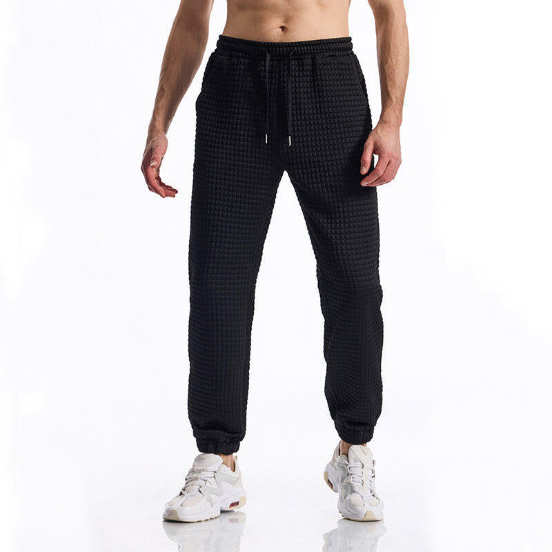 Casual pants for men with textured surface and elastic waistband Lune London
