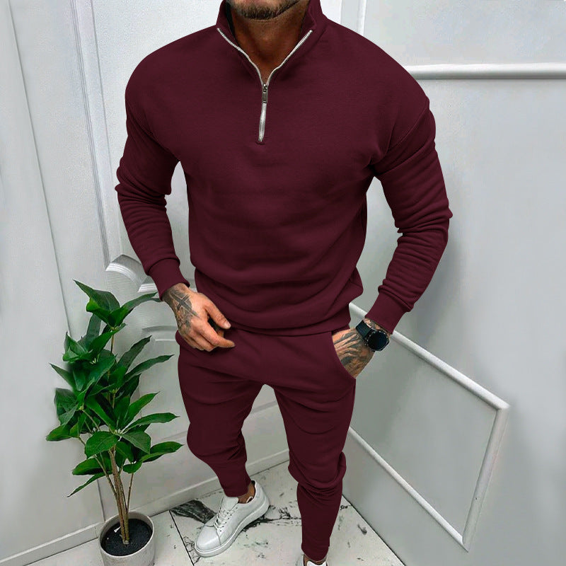 Sporty fleece pullover for men with short zipper and trendy fit Lune London