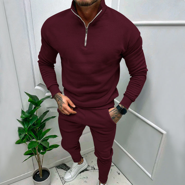 Sporty fleece pullover for men with short zipper and trendy fit Lune London