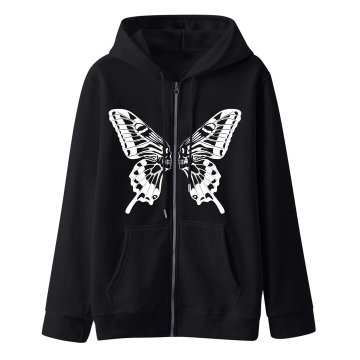 Women's hoodie sweatshirt jacket with unique butterfly print Lune London