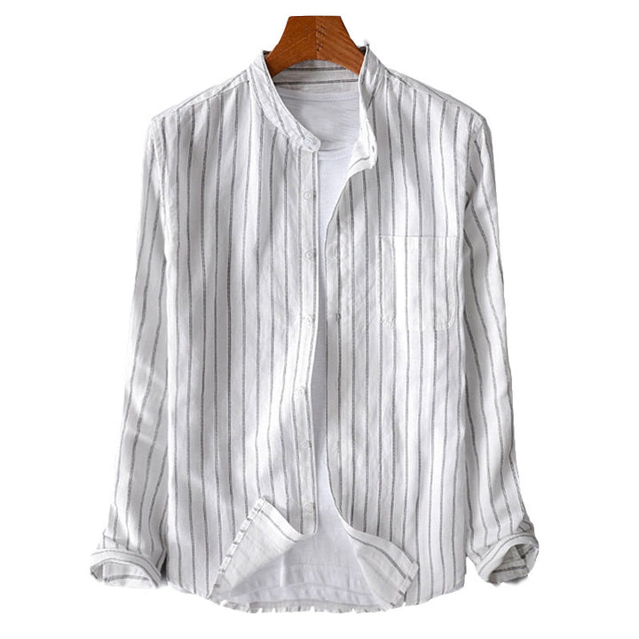 Casual long sleeve shirt for men with fine stripes and chest pocket Lune London