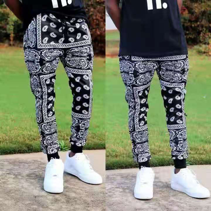 Casual jogger pants for men with unique bandana pattern Lune London