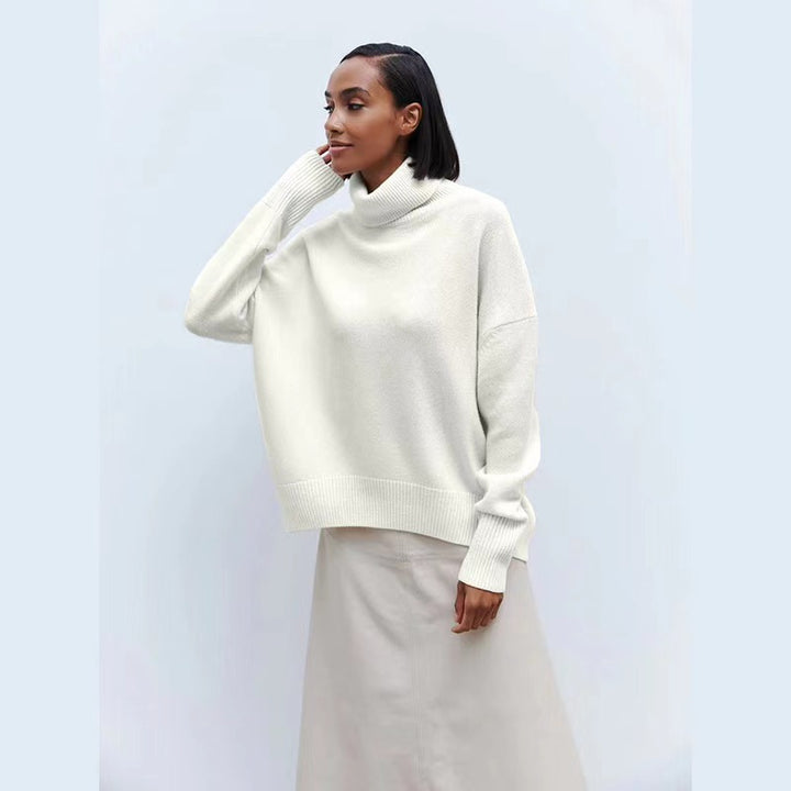 Loop collar sweater for women in soft material Lune London