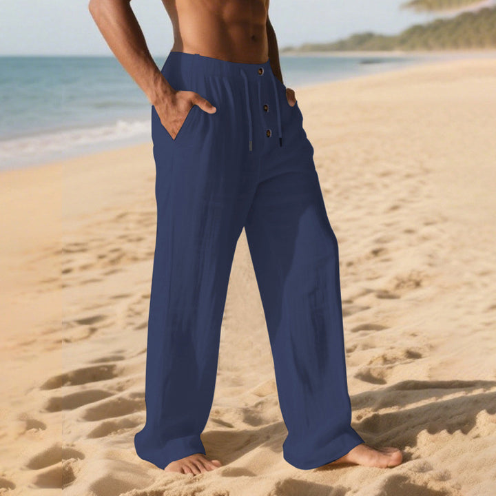 Comfortable summer leisure pants for men with elastic waistband and modern button details Lune London