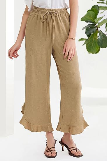 Leisure pants for women, loose fit with fluid hem and elastic waistband Lune London