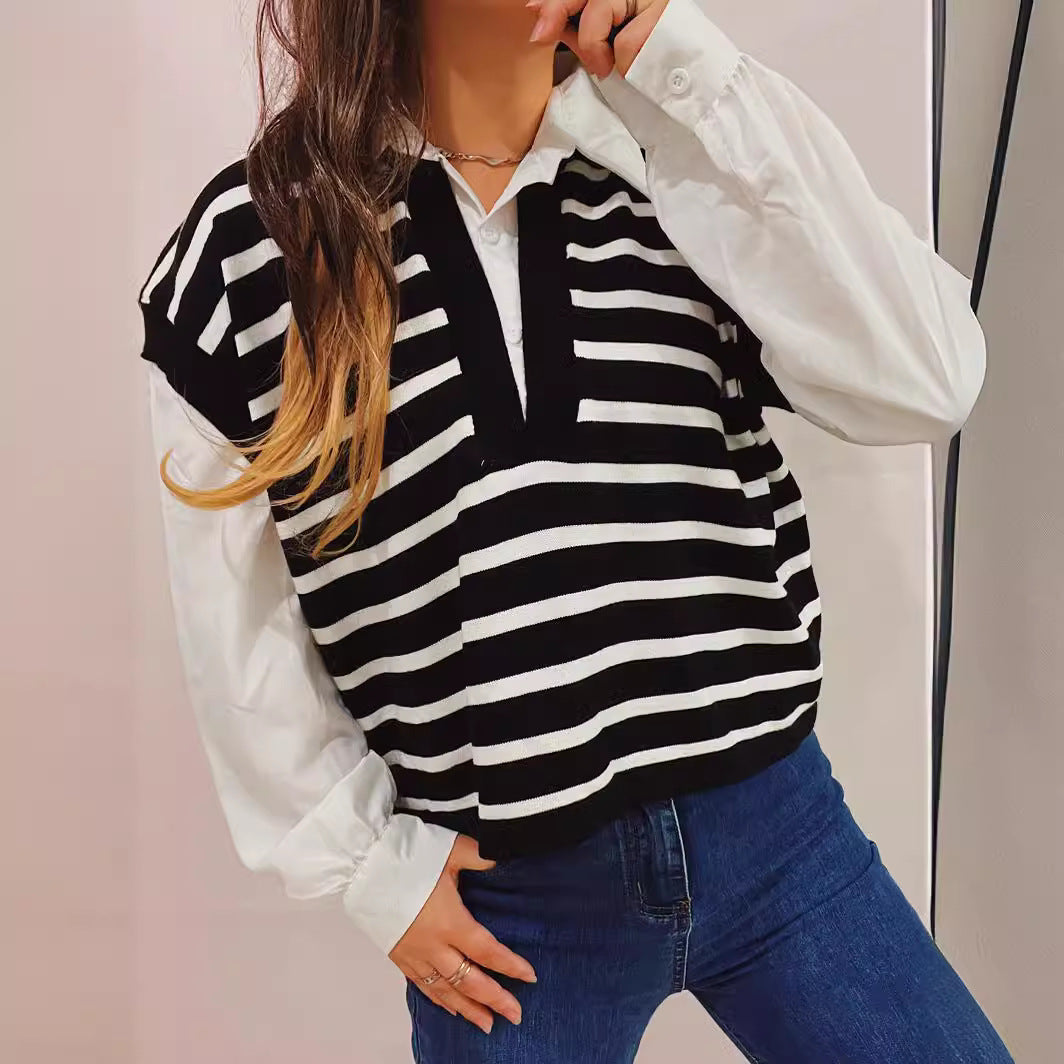 Pull en maille féminin à la mode avec une coupe moderne et des manches bouffantes élégantes Chic & Stil