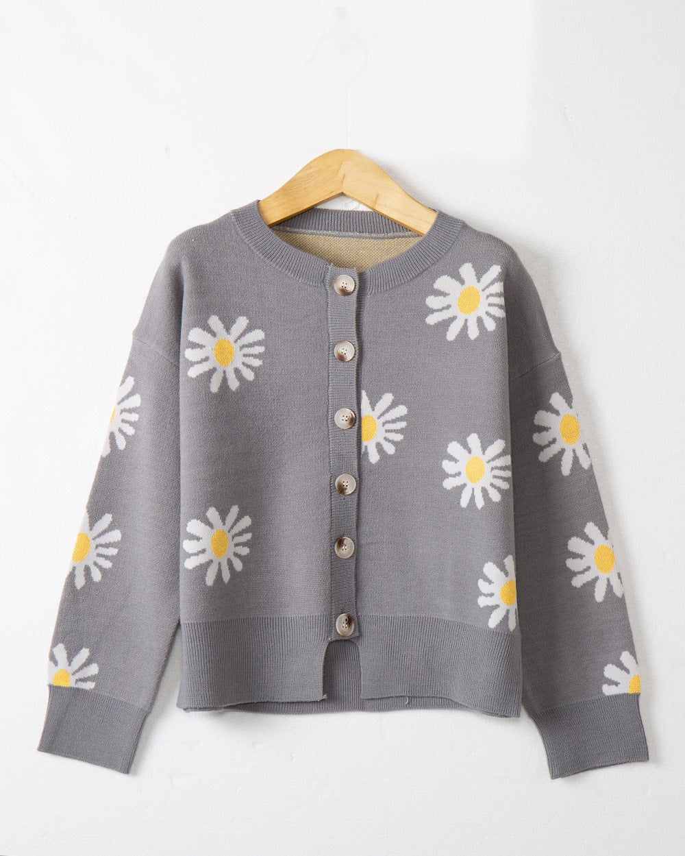 Knitted floral pattern jacket for women with short sleeves Lune London