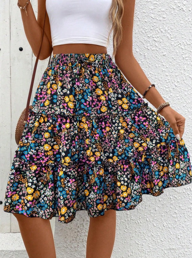 Aire wrap skirt for ladies with ruffle details Lune London