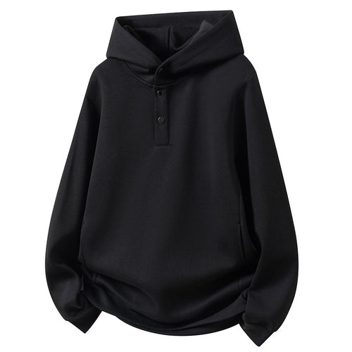 Men's hoodie sweatshirt with button placket and kangaroo pocket Lune London