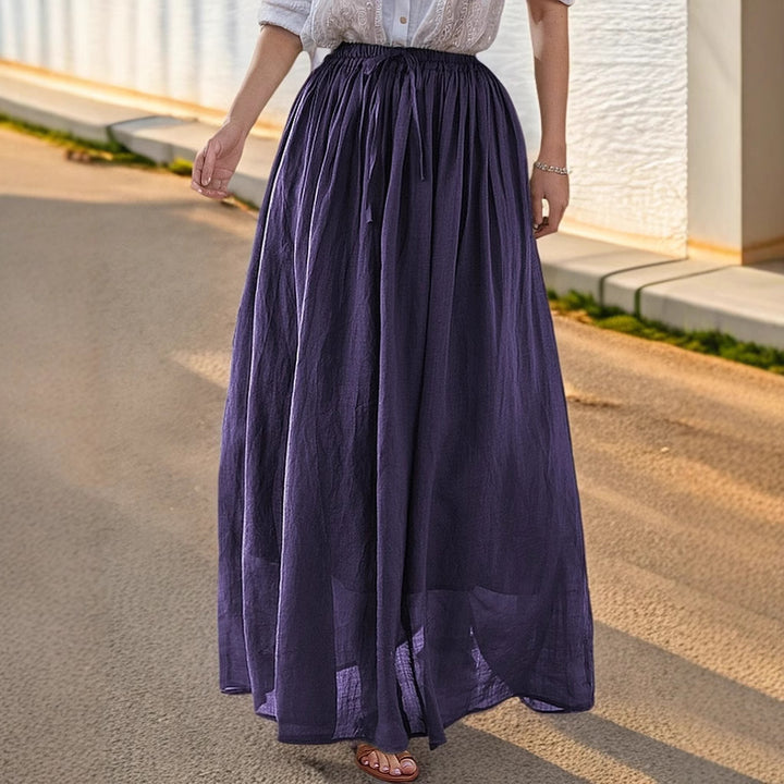 Elegant maxi skirt for women with a flowing cut and practical drawstrings Lune London