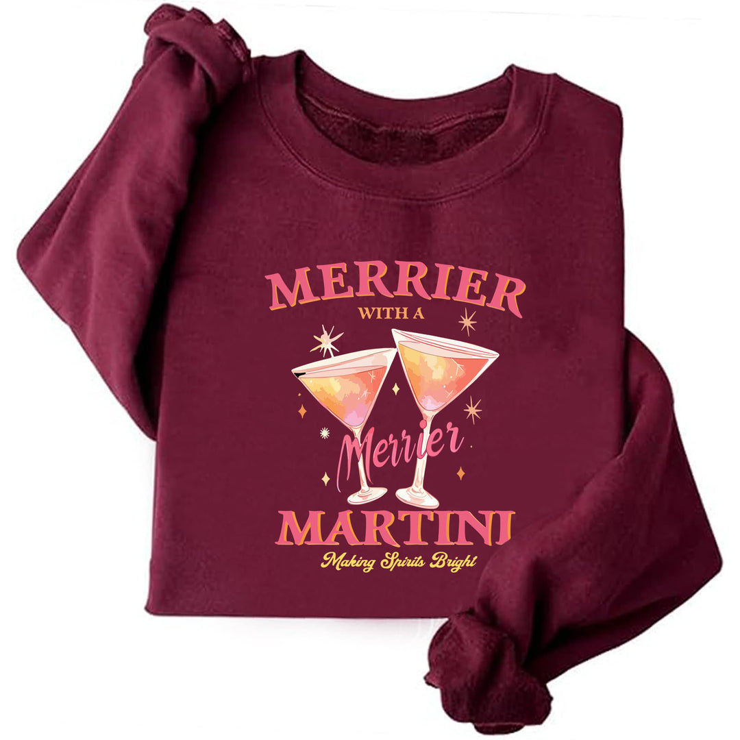 Sweat-shirt pour femmes avec motif de cocktail créatif et coupe décontractée Chic & Stil