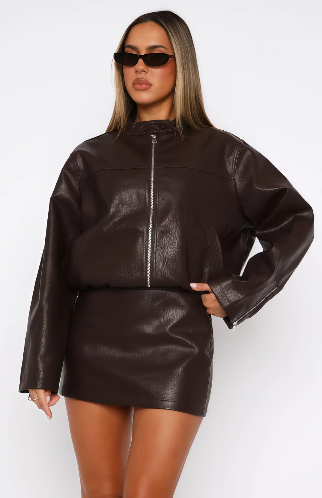 Casual and stylish synthetic leather jacket for women Lune London