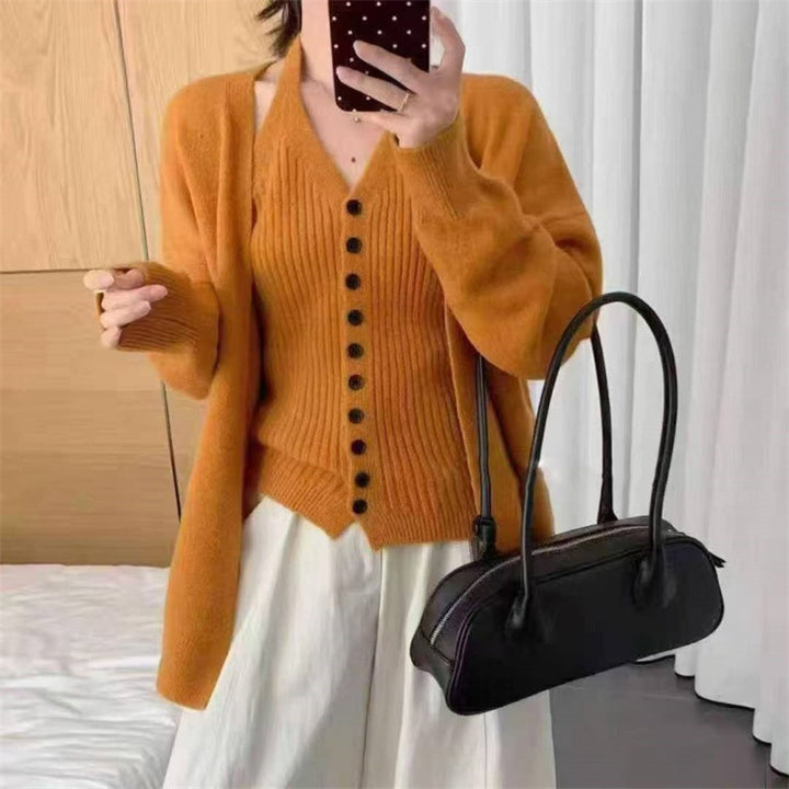 Cardigan en tricot épais pour femmes avec manches amovibles et détails en bouton Chic & Stil