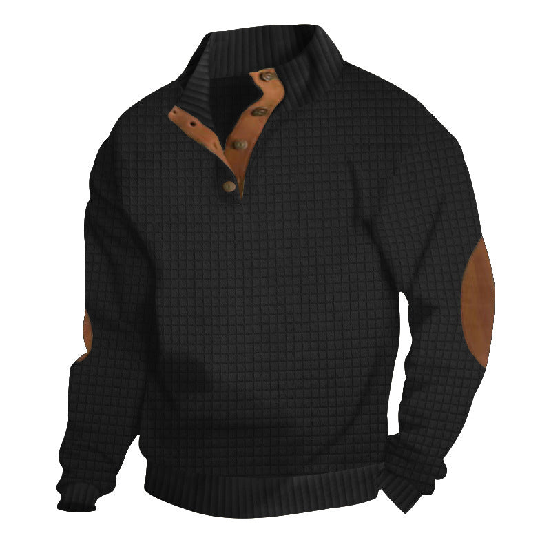 Men Structured Sweater with Leather Accents Lune London