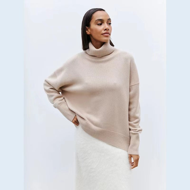 Loop collar sweater for women in soft material Lune London