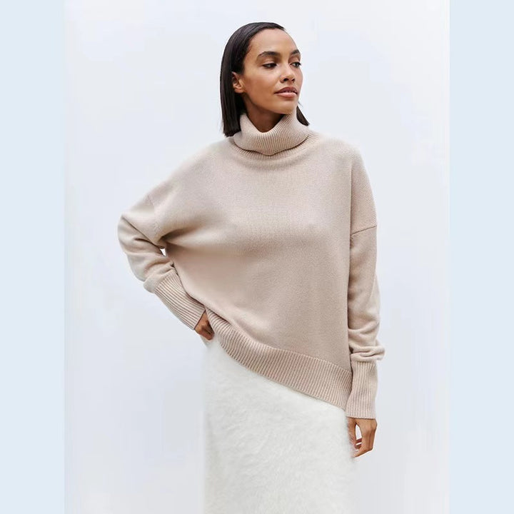 Loop collar sweater for women in soft material Lune London