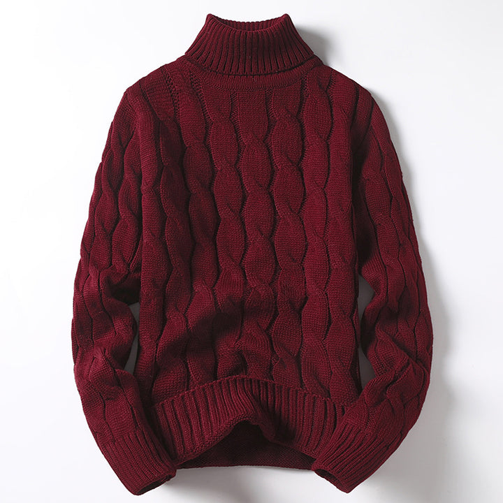 Men's knitted sweater with turtleneck and cable pattern Lune London