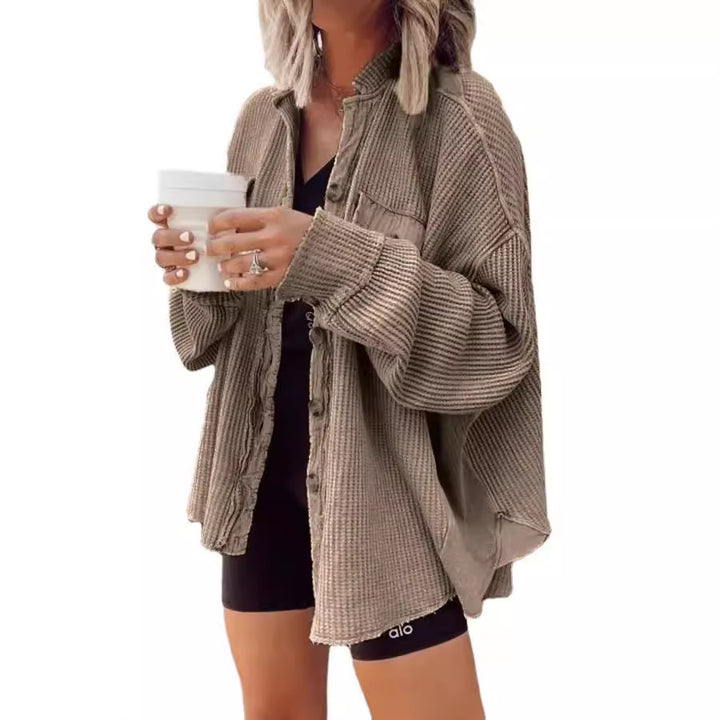 Ladies Casual Waffle Knit Tank Top with Practical Pockets and Chic Button Details and Style