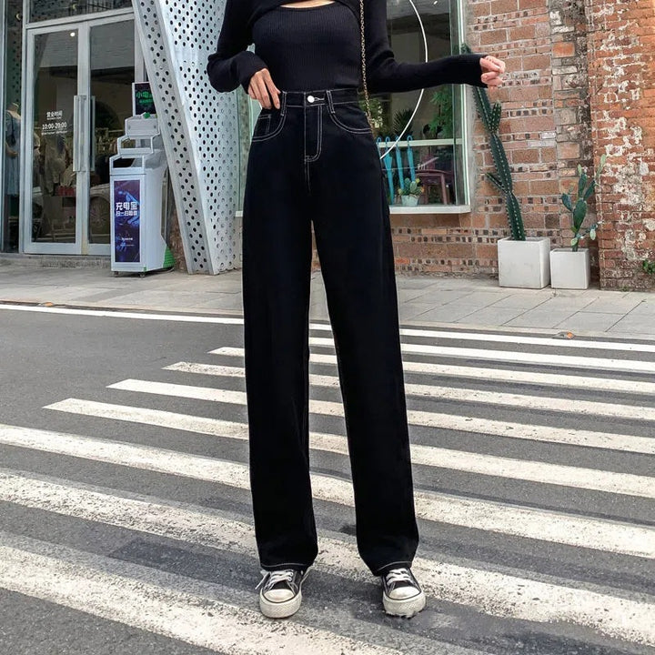 Jean femme taille haute à jambe large Chic & Stil