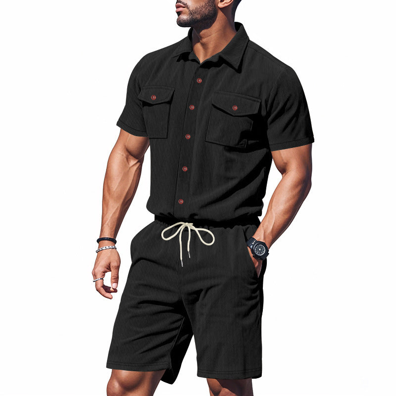 Elegant leisure suit for men with structured details and practical chest pockets Lune London