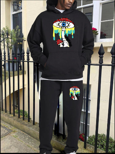 Hoodie and jogger set for women with artistic mushroom design Lune London