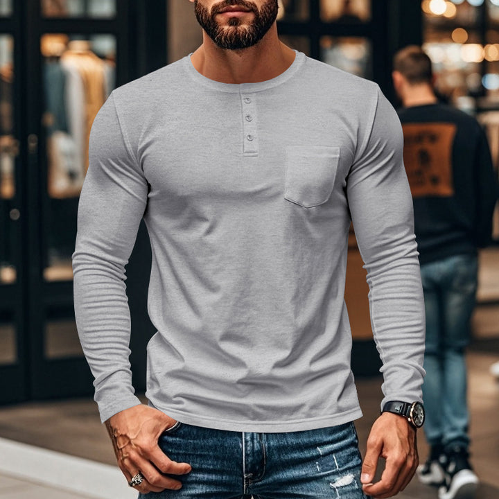 Long sleeve shirt for men with button placket and chest pocket Lune London