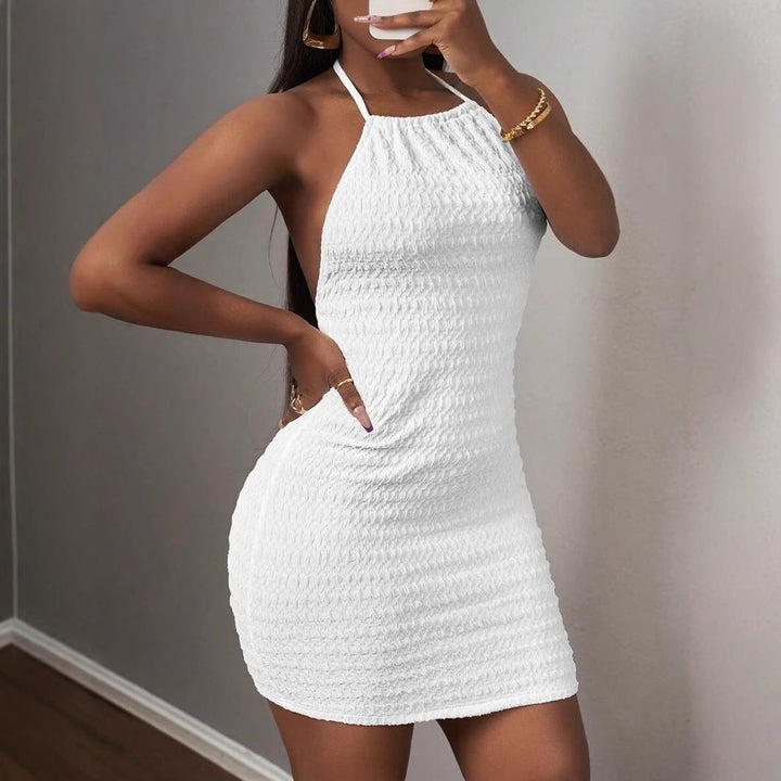 Ladies Halter Neck Bodycon Mini Dress Lune London