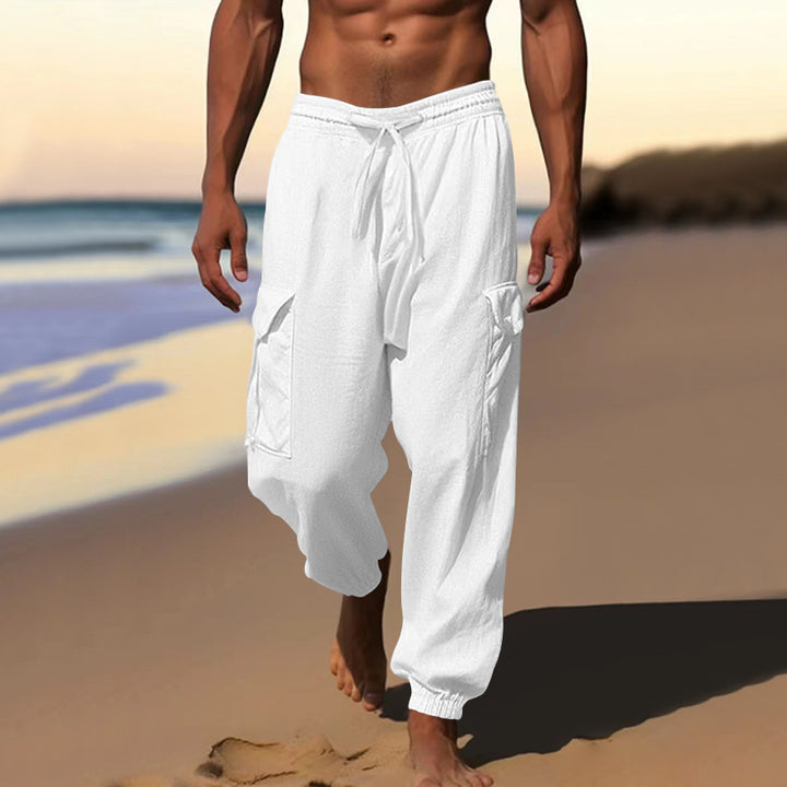 Casual cargo pants for men with elastic waistband and practical side pockets Lune London
