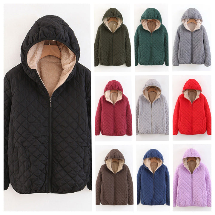 Ladies quilted winter coat with cozy lining and hood Lune London