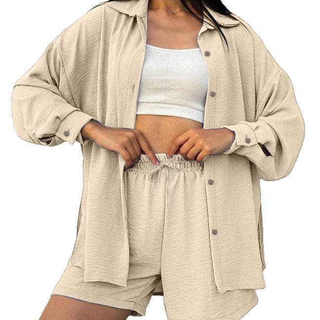 Casual overshirt set for women with elastic waist and loose shorts Lune London