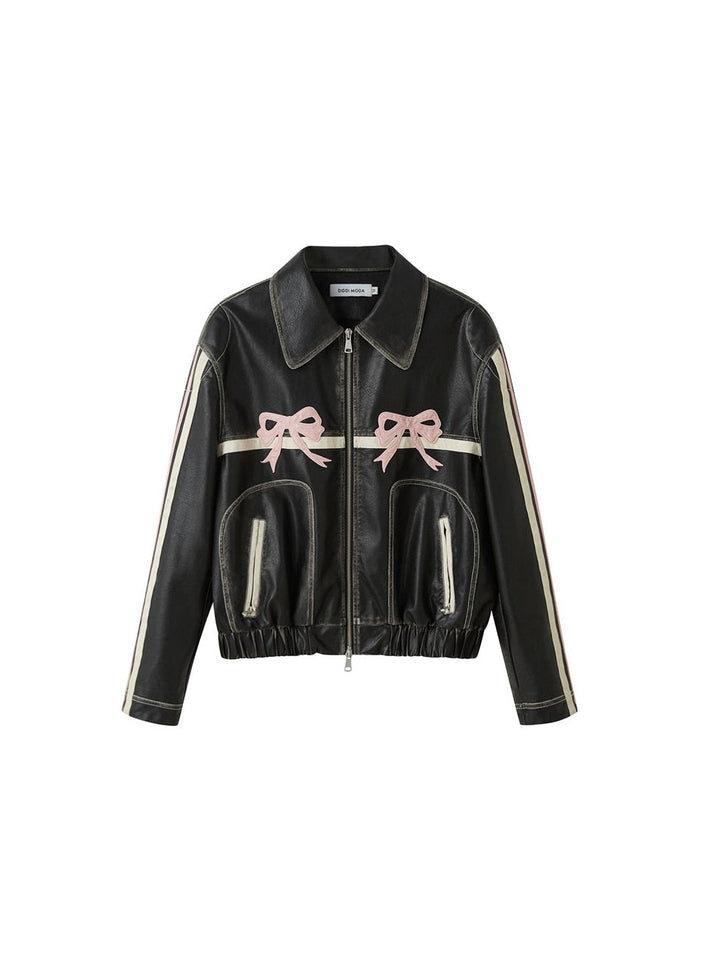 Lune London | Bow Zipper Leather Jacket
