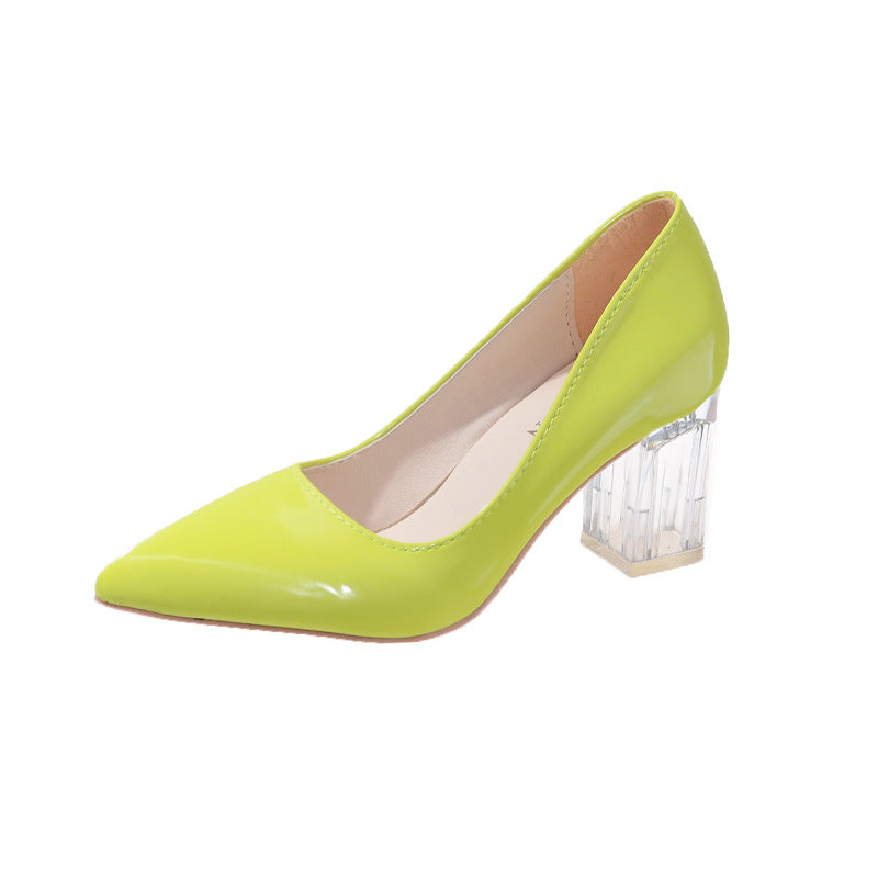 Classic women's pumps with transparent block heel and pointed toe Lune London