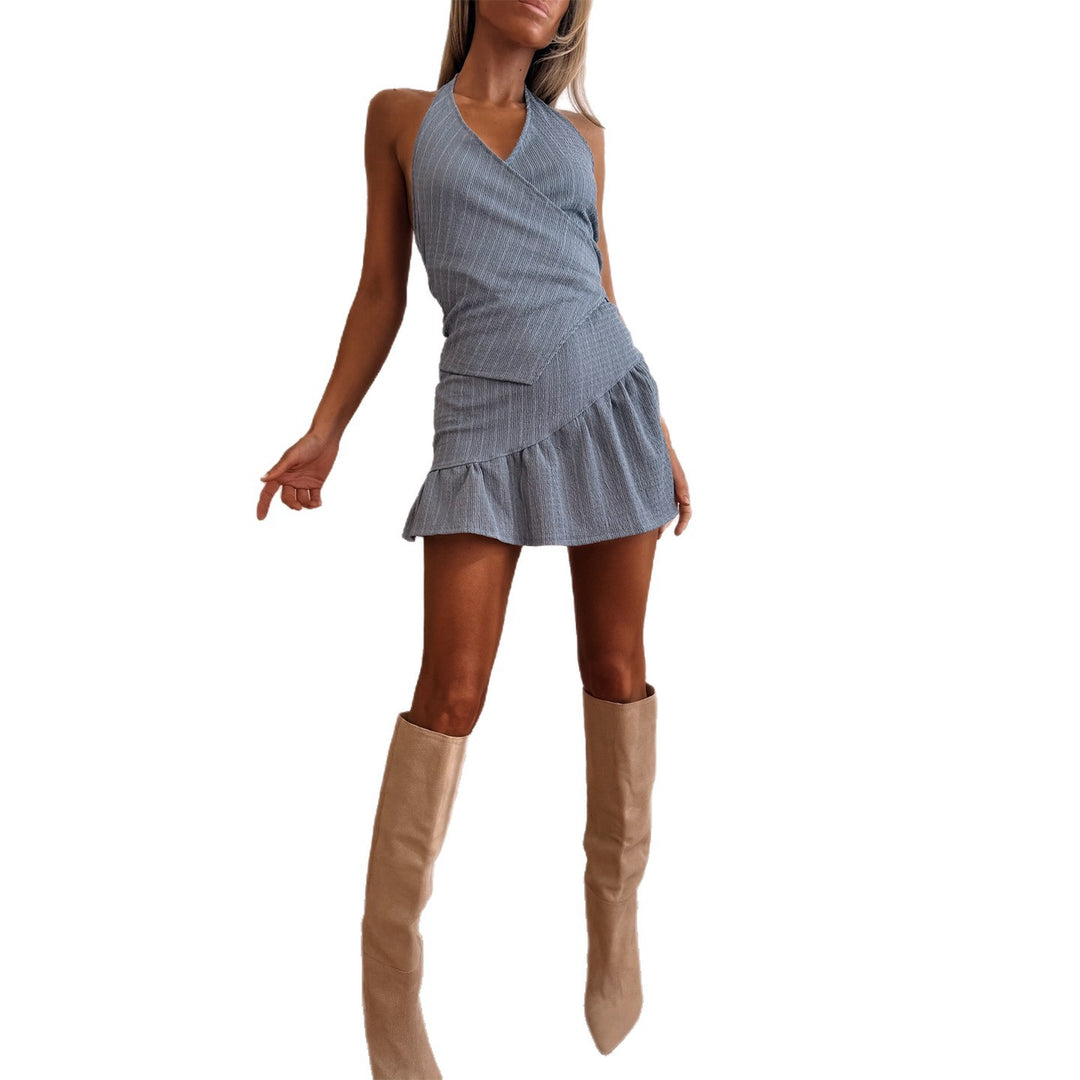 Women’s wrap dress with playful ruffled hem and V-neck