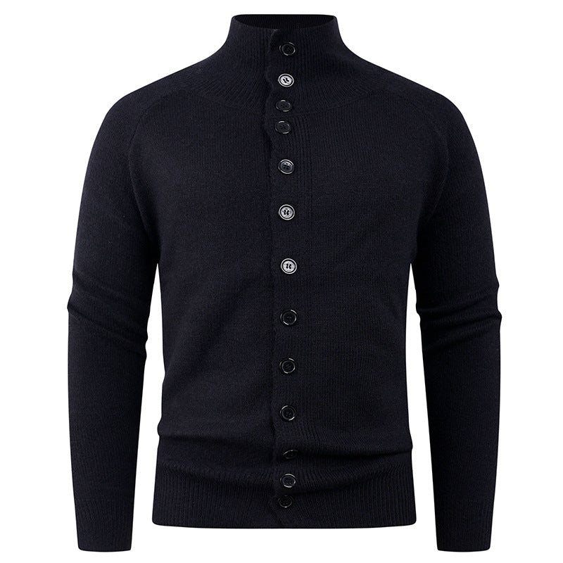 Men's knitted jacket with modern stand-up collar and button closure Lune London