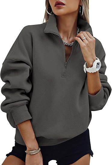 Hooded sweatshirt for women with short zip and offset shoulders Lune London