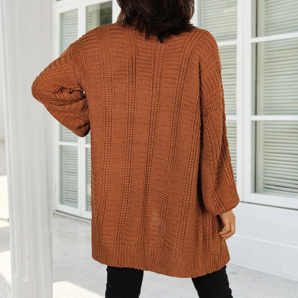Gilet en tricot épais pour femmes avec patte de boutonnage élégante et manches larges Chic & Stil