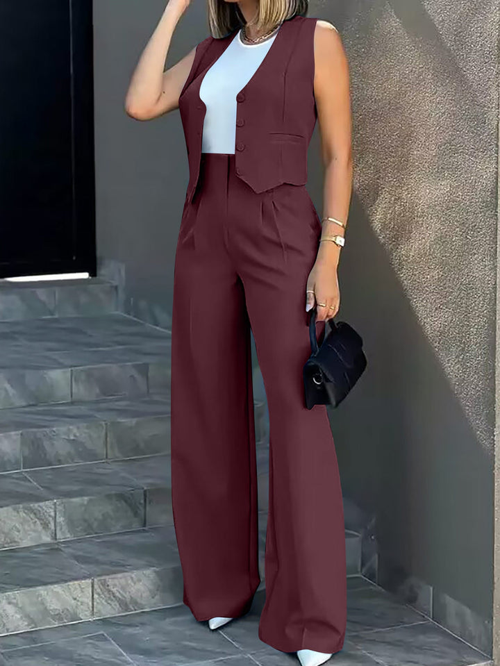 Women's Two-Piece Suit Set with Wide Leg Lune London