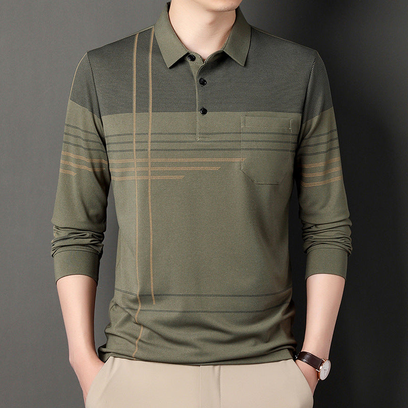 Trendy long sleeve polo shirt for men with an attractive striped pattern and a comfortable fit Lune London